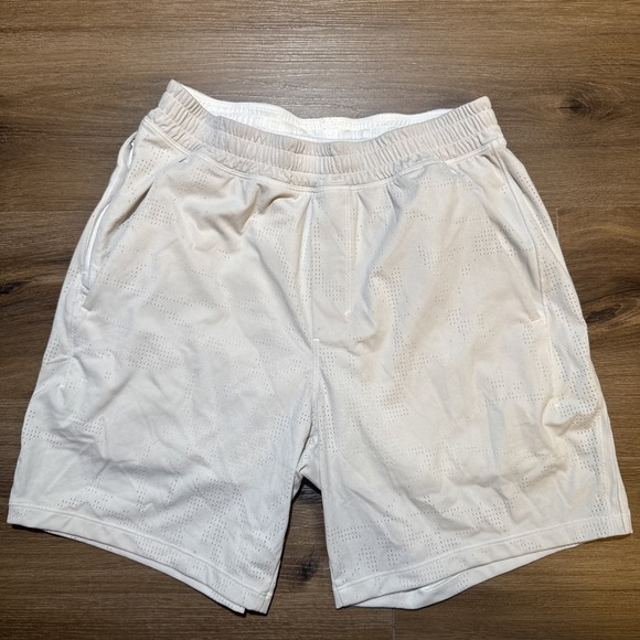 lululemon athletica Other - Lululemon‎ Mens SMALL Pace Breaker LINED Short 7" Jacquard Perforated BONE White